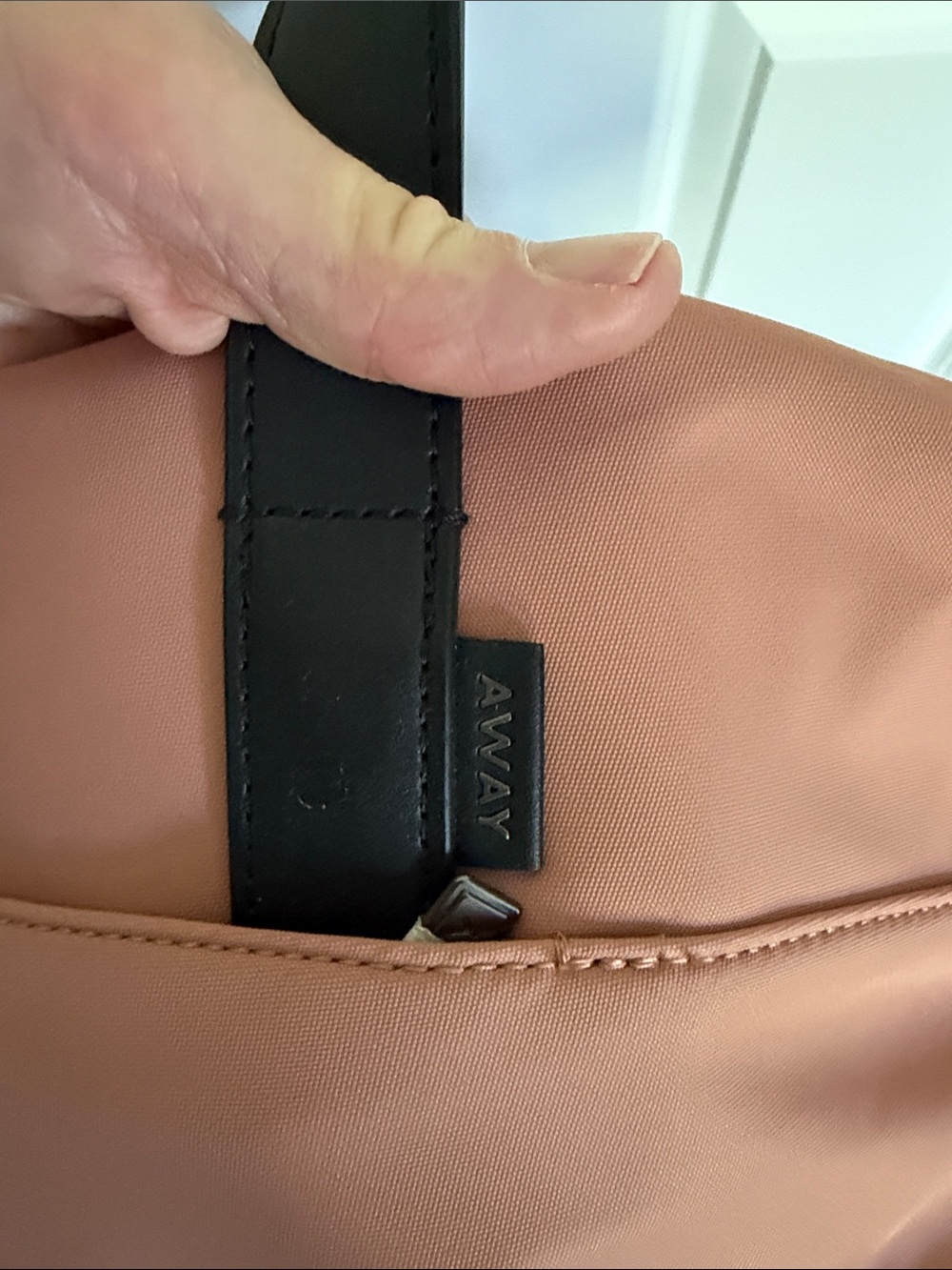 Away Rose Salmon Tote with Black Handles - Picture 5 of 7